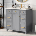 36" Freestanding Grey Bathroom Vanity with Sink, Soft-Close Door & Drawers
