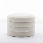 Pouf ottoman rond en boucle souple ivoire avec espace de rangement
