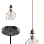Bell Glass Pendant Light Matte Black - modern adjustable hanging fixture - Elirian
