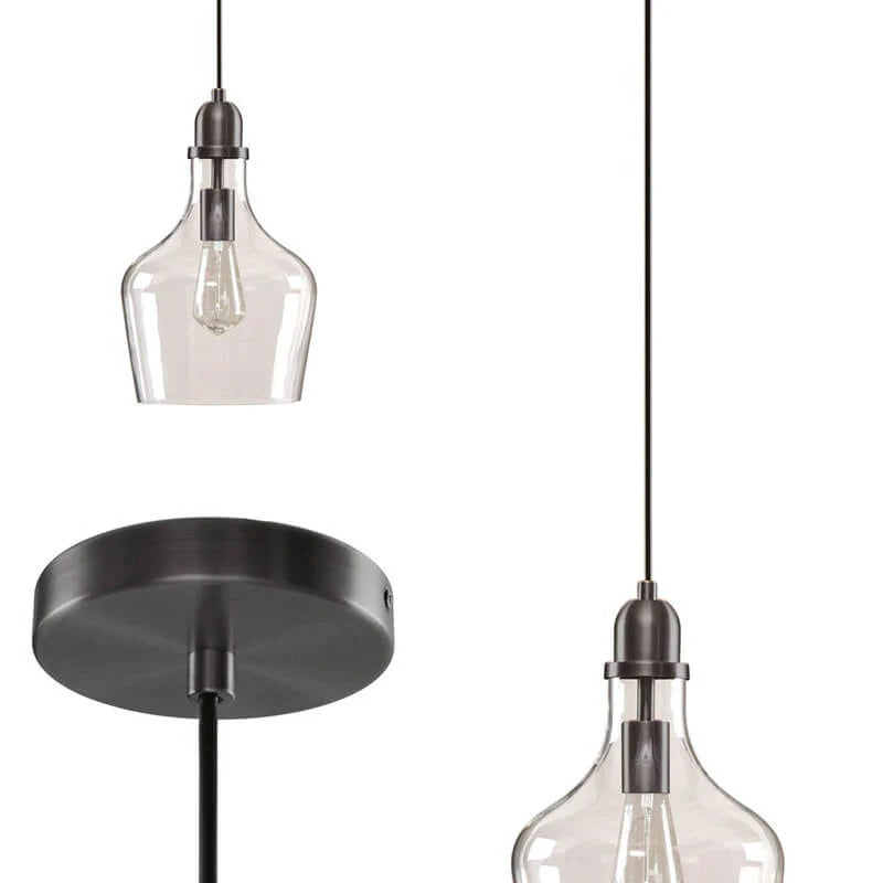 Bell Glass Pendant Light Matte Black - modern adjustable hanging fixture - Elirian