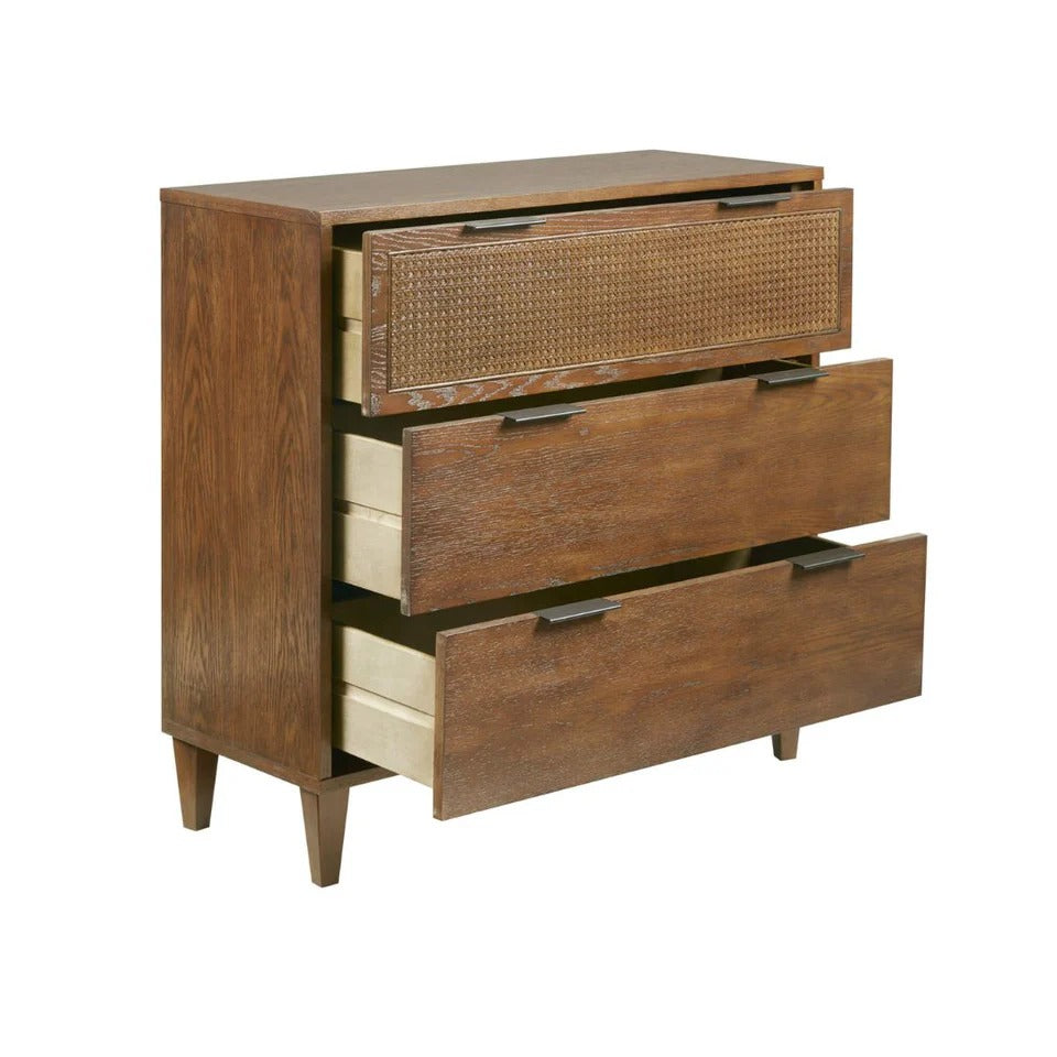 Hazelnut Solid Wood 3-Drawer Accent Chest