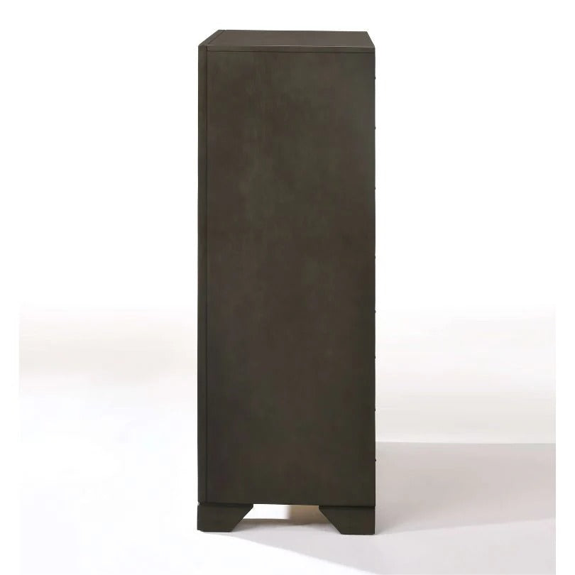 Antique Gray 5-Drawer Tall Wood Chest of Drawers