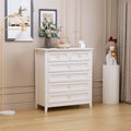Antique White 6-Drawer Solid Wood Chest of Drawers with Round Handles