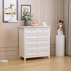 Antique White 6-Drawer Solid Wood Chest of Drawers with Round Handles