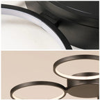 Modern black LED flush mount ceiling light with six illuminated rings - Elirian