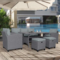 6-Piece Gray Rattan Outdoor Patio Dining Set with Cushions