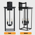 11.2" Black Candle-Style Outdoor Wall Light with Glass Panels & 4 Lights