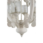 Cream farmhouse 6-light candelabra pendant with wood scrolls and glass shades - Elirian