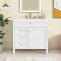 36" White Freestanding Bathroom Vanity with Sink, 3 Drawers & Cabinet