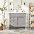 36" Gray Freestanding Bathroom Vanity with Resin Sink & 3 Drawers