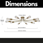 Modern brushed gold sputnik semi-flush ceiling light fixture with 10 arms - Elirian