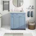 30" Blue Freestanding Bathroom Vanity with Integrated Resin Sink & Soft-Close Doors