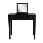 31.5" Black Flip-Top Vanity Table with Hidden Mirror, 2 Drawers & Centre Storage