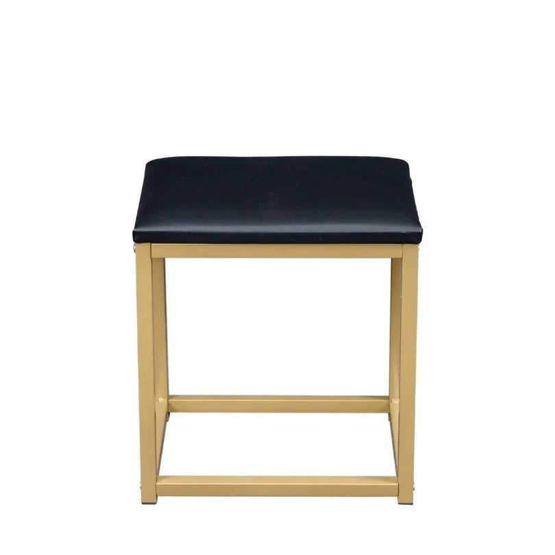 39" Black Makeup Vanity with 10-LED Mirror, 3 Drawers, Open Shelves and Stool