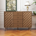 Four-Drawer Walnut Cabinet with Diamond Relief Doors & 2 Doors