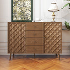 Four-Drawer Walnut Cabinet with Diamond Relief Doors & 2 Doors