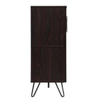 Mid-Century Brown Rectangular Wine Cabinet with 15 Wine Cubbies & Storage