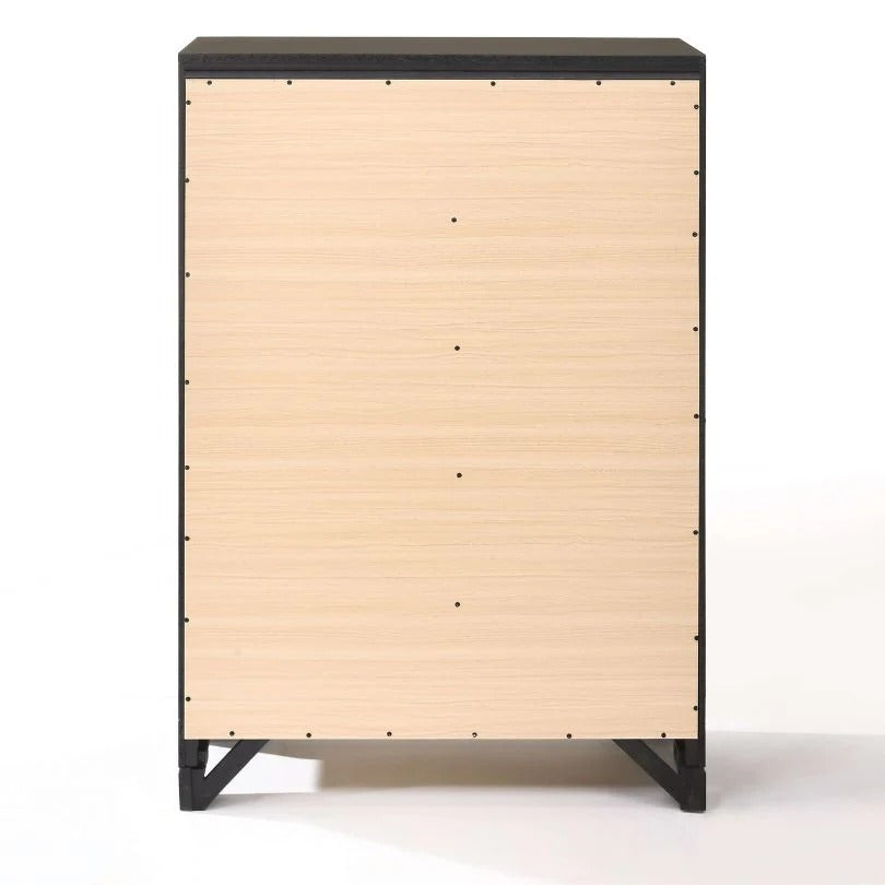 Antique Gray 5-Drawer Tall Wood Chest of Drawers