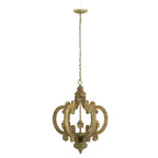 Beige brown six-light farmhouse wood candelabra pendant chandelier - Elirian