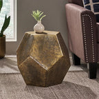 Hexagonal Gold Side Table with Handcrafted Textured Surface