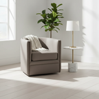 Modern Capstone Swivel Barrel Accent Chair with Tufting and Nail heads