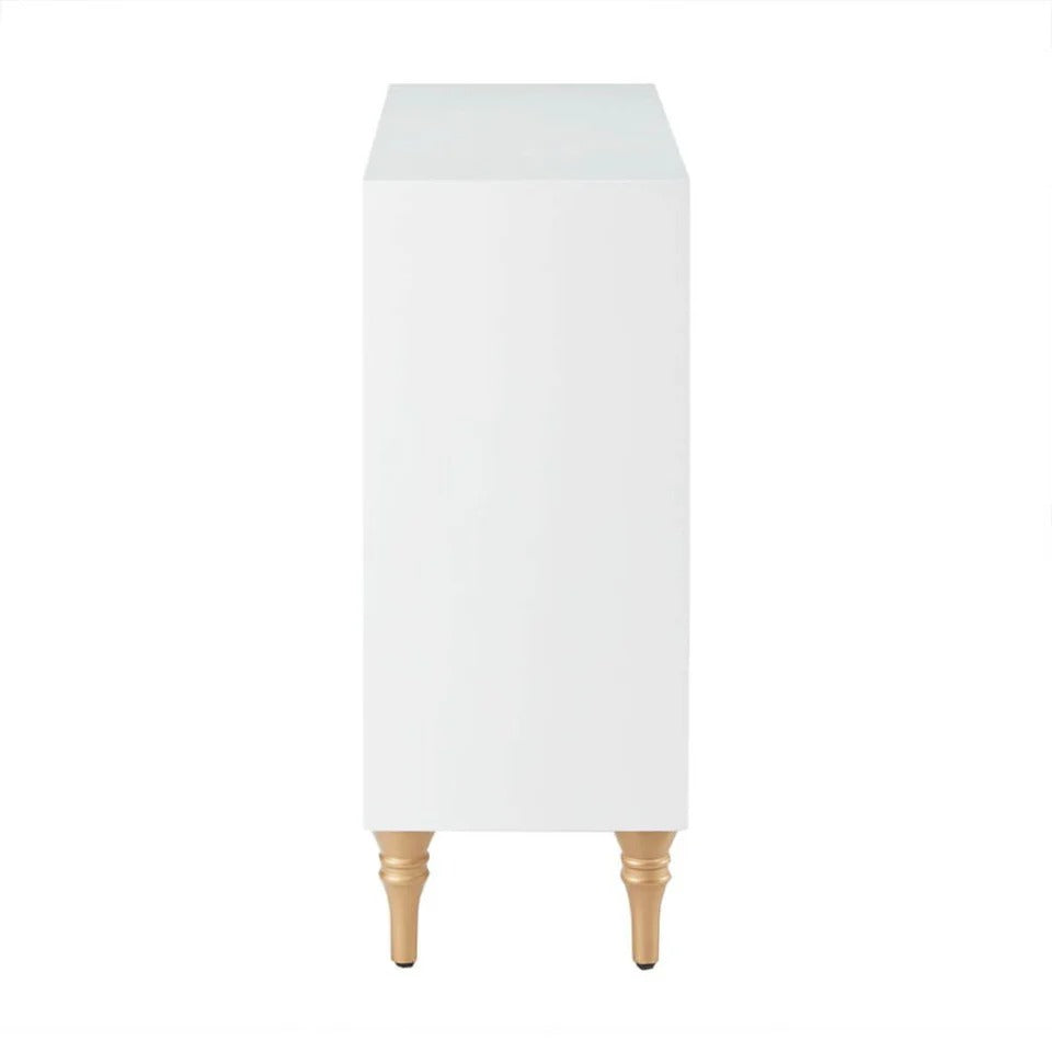 White Gloss 3-Drawer Chest of Drawers with Gold Metal Legs
