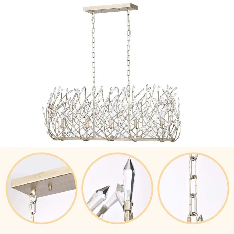 Modern crystal chandelier pendant light fixture with silver finish - Elirian