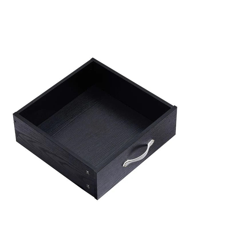 Nine-Drawer Black Wood Dresser with White Antique-Style Handles