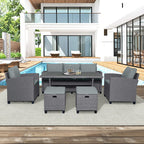 6-Piece Gray Rattan Outdoor Patio Dining Set with Cushions