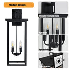 11.2" Black Candle-Style Outdoor Wall Light with Glass Panels & 4 Lights