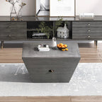 33.5" Gray Farmhouse Ladder-Frame Coffee Table with Drawer