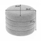 Pouf ottoman rond en boucle souple ivoire avec espace de rangement