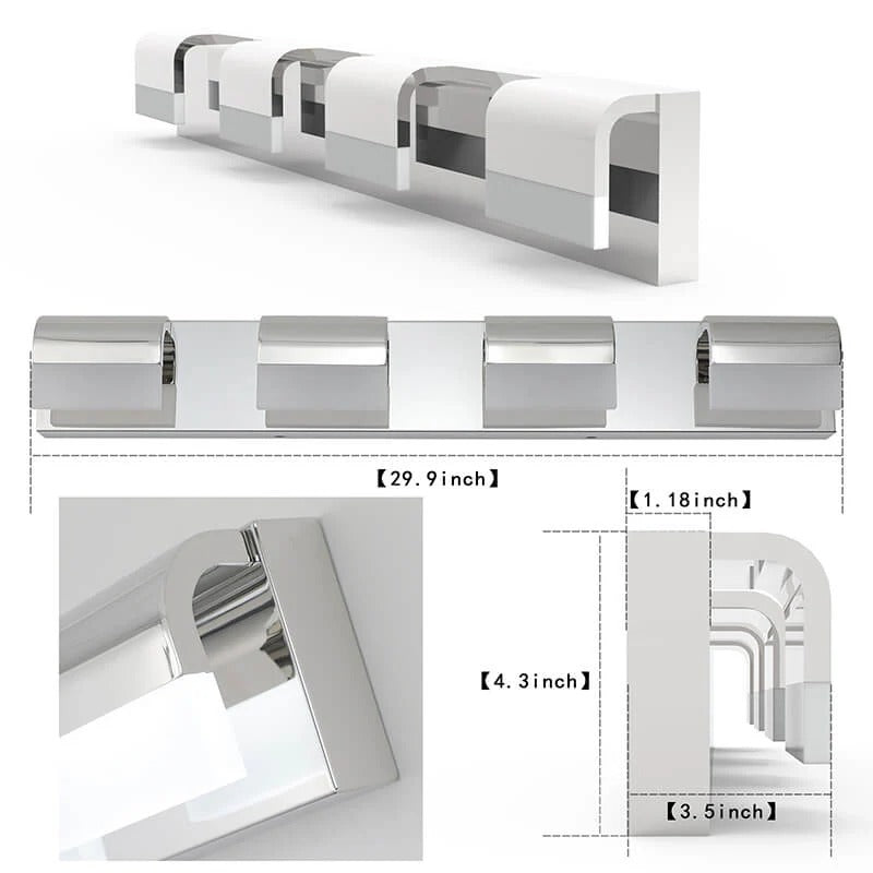 30" Chrome 4-Light LED Bathroom Vanity Light Fixture – Acrylic Shade