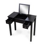 31.5" Black Flip-Top Vanity Table with Hidden Mirror, 2 Drawers & Centre Storage