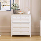 Antique White 6-Drawer Solid Wood Chest of Drawers with Round Handles