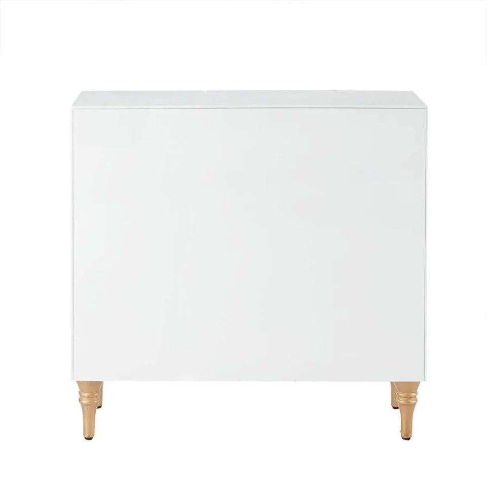 White Gloss 3-Drawer Chest of Drawers with Gold Metal Legs