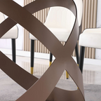 Beige Round Sintered Stone Dining Table with Turntable & X-Shaped Metal Base