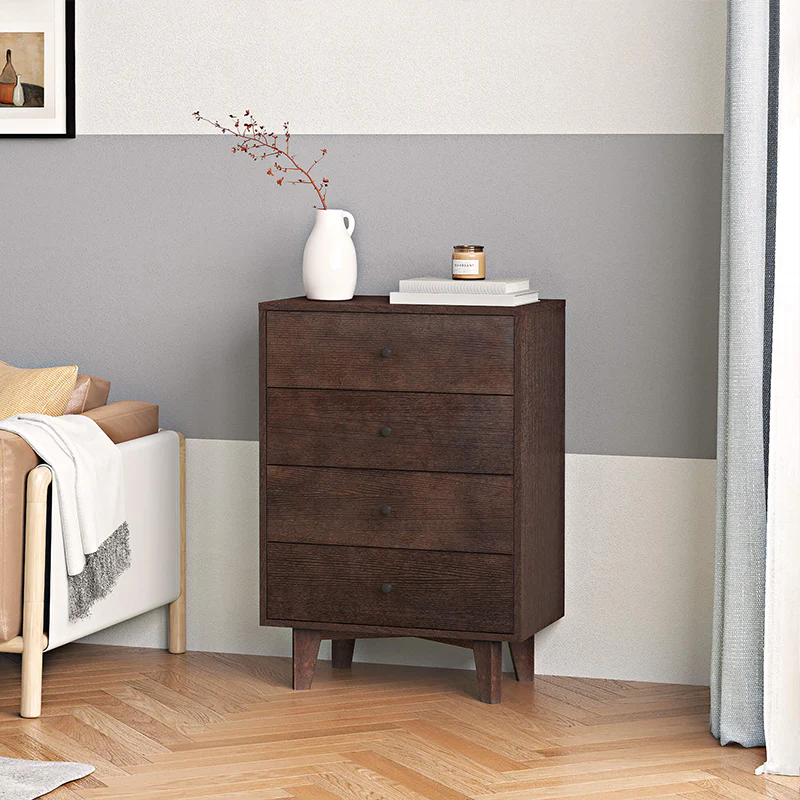 Auburn Retro 4-Drawer Storage Cabinet with X-Base Birch Legs
