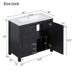 36" Retro Espresso Bathroom Vanity with Resin Sink & Soft-Close Cabinet