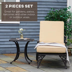 Fauteuil inclinable pliable en aluminium beige avec roulettes et table d'appoint