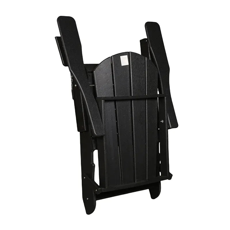 Antique Black Folding HDPE Adirondack Lounge Chair with Wide Armrests