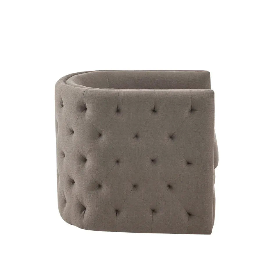 Modern Capstone Swivel Barrel Accent Chair with Tufting and Nail heads