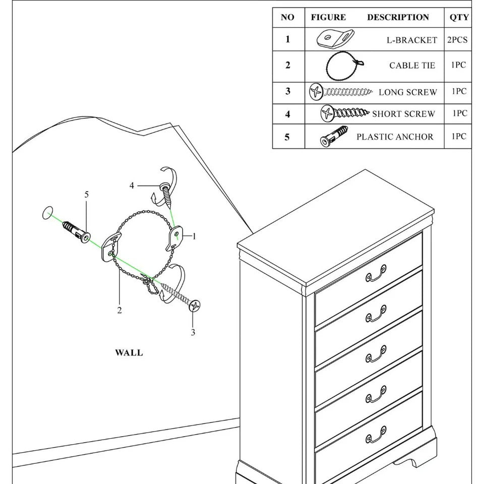 White 5-Drawer Tall Solid Wood Chest of Drawers for Bedroom