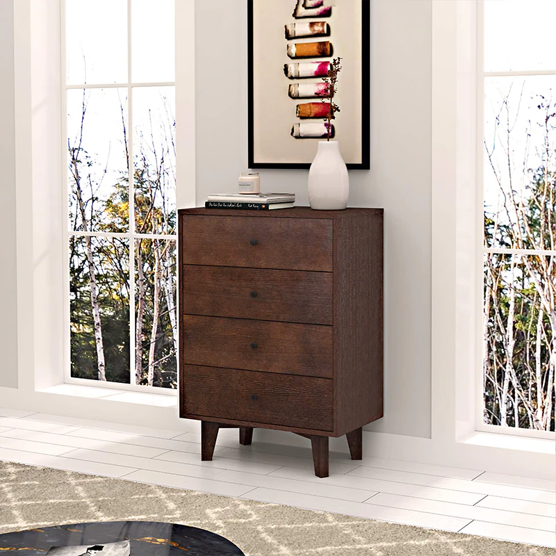 Auburn Retro 4-Drawer Storage Cabinet with X-Base Birch Legs