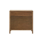 14.8" Natural Wood Woven Accent Storage Chest with Drawer & 2 Cane Doors