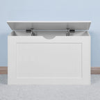 White Lift-Top Storage Bench with Dual Safety Hinges & Spacious Interior