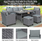 6-Piece Gray Rattan Outdoor Patio Dining Set with Cushions