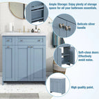 30" Blue Freestanding Bathroom Vanity with Integrated Resin Sink & Soft-Close Doors