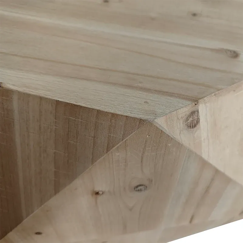 38" Natural Geometric Coffee Table with 3D Embossed Surface