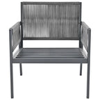 Grey 4-Piece Woven Rope Outdoor Lounge Set with Tempered Glass Coffee Table
